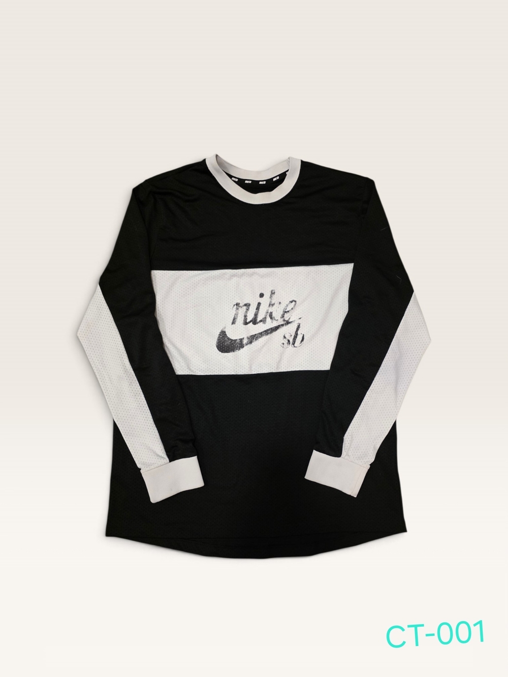 Nike SB Dry Mesh Jersey Skate Shirt Long Sleeve Black White Men's Size XL